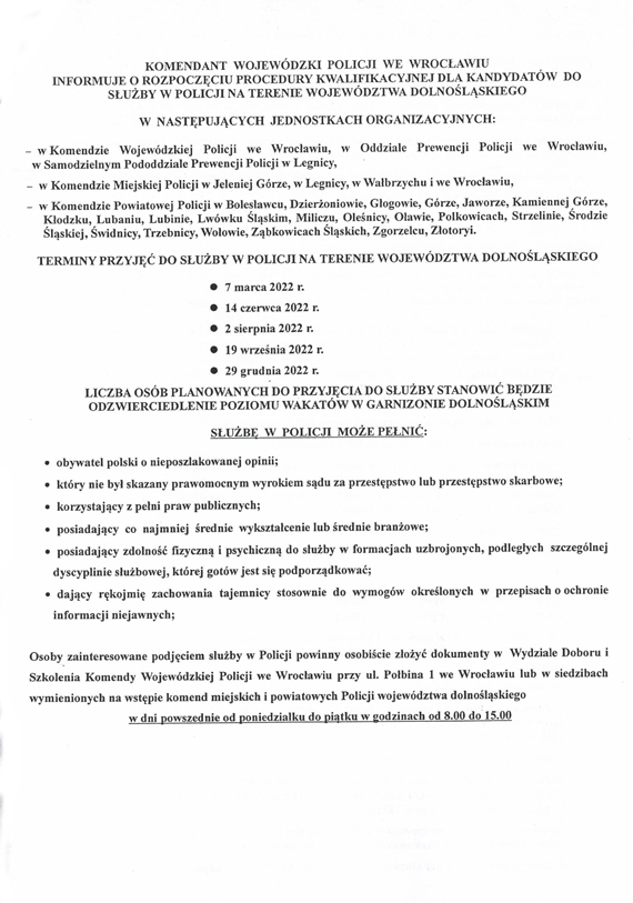 Informacja graficzna o naborze do służby w Policji w 2022 roku