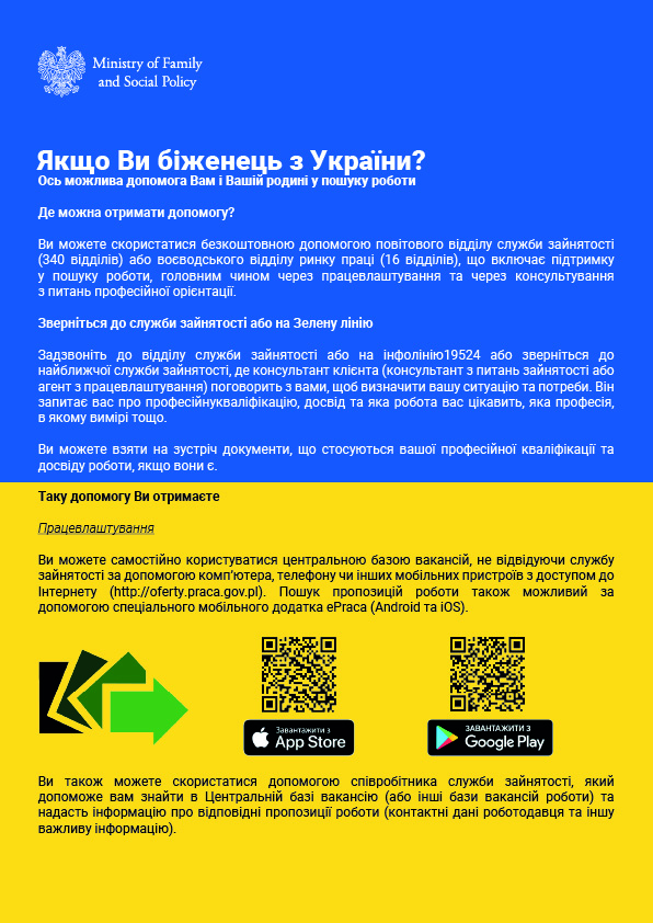 Ulotka dla uchodźców z Ukrainy UA