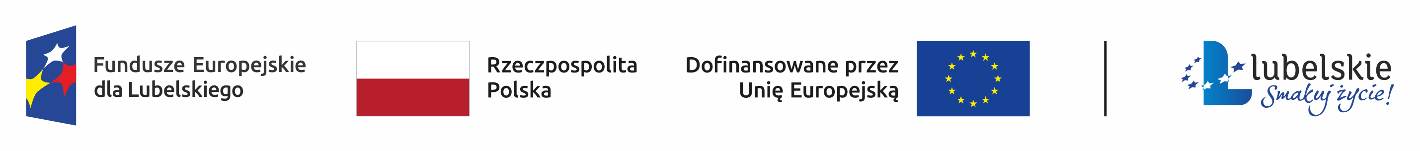 Obraz zawiera logo Fundusze Europejskie dla Lubelskiego, flagę Polski, flagę Unii Europejskiej oraz programu Lubelskie smakuj życie